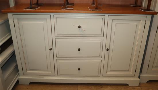 A modern pale green painted sideboard W.150cm